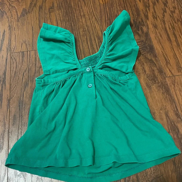 Janie & Jack Green Flutter Sleeve Tank Top, Size 4, Smocked, Buttons, Girl - Picture 2 of 5